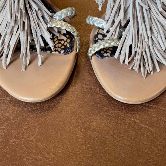 Sam Edelman Savannah Fringe Ankle Sandal Nude 6.5 - Picture 7 of 13